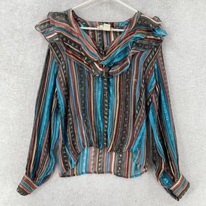 Vintage Icinoo The Silk Farm 100% Silk Art To Wear Top Blouse‎ Womens Size 8